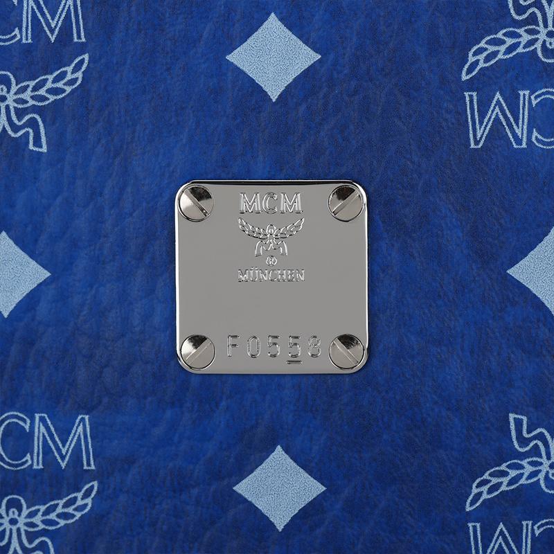 MCM Silver Tone Metal Hardware Faux Leather Tote Shopping Bag Mini Women tote bags Blue MWPFAMT081F001