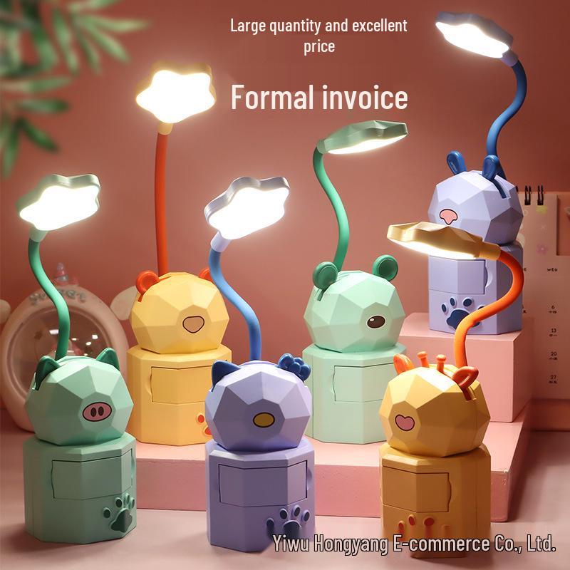 Cartoon LED Eye-Protection Rechargeable Desk Lamp & Night Light