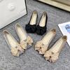 Fashion With Bow Slip-on Ladies Footwear Square Toe Women's Flat Shoes Lastest Non 39 2025 Summer Chic Point Discount Stylish Promotion
