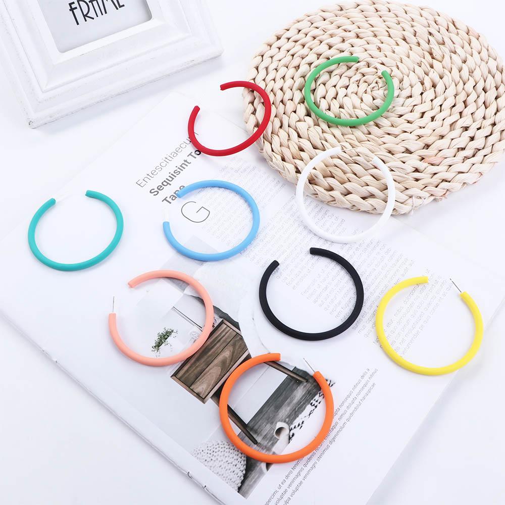 Ladies Candy Color Round Simple Personality C-shaped Women Jewelry Hoop Earrings Round Earrings