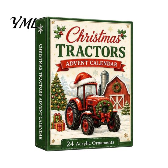 Christmas Countdown Toy Transportation Vehicles Advent Calendar 2026 for Kids, 24 Day Set Eve Surprise with Collectible Acrylic Mini Vehicle