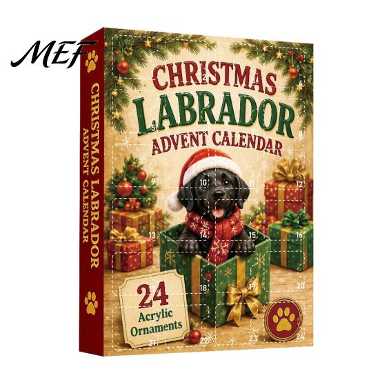 Cute Pet Hanging Pendants 2026 Dog Christmas Advent Calendar, 24-Day Ornaments Countdown Calendar with 24 Pcs 2D Acrylic Figures for Lovers,