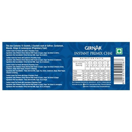 Girnar Instant Premix Chai - Variety Pack (15 Sachets)