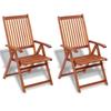 VidaXL Folding Garden Chairs 2 Pcs Solid Acacia Wood Brown
