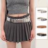 Punk Double Row Hole Belt Metal Buckle Hip-hop Waist Belt PU Leather Star Waistbands  Female/Girls