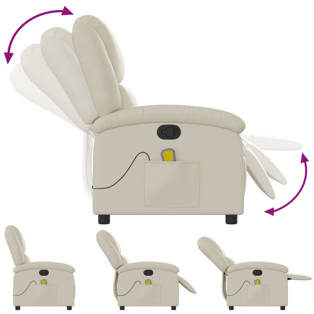 Massage Chair with Relax Function Synthetic Leather Cream