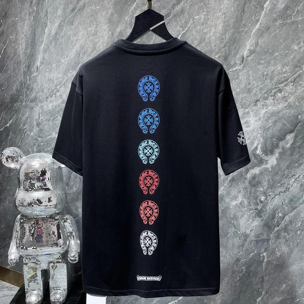 8555 CHROME HEARTS 2025 Лето Новая Высококачественный Хлопок Круглый Вырез Свободный Большой Размер Мужская и Женская Футболка Парная Футболка