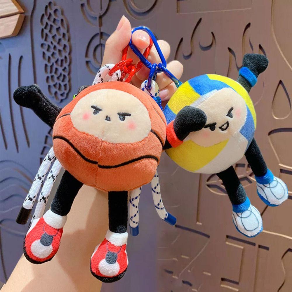 Basketball Baseball Basketball Plush Toy Keychain Football Plush Key Ring Female Lady Girl