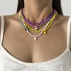 Colorful Beads Initial Choker for Women Pendant Necklace Fashion Shell Heart Jewelry Boho Accessories