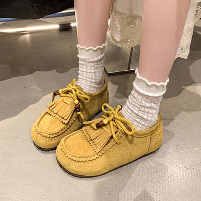 2025 Новые Ретро Полная Сумка Обувь для Женщин Увеличенная Высота Внутри Не Устают Ноги Одинарная Обувь Женская Удар Одной Ногой Обувь Дуду