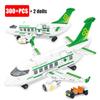 City Cargo Green Red Blue Aircraft CRJ21 Plane Passengers Airplane Bus Sets Airport Airliner Building Blocks Toys for Kids Gift