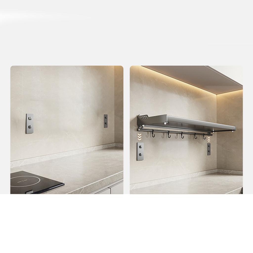 Wall Mount Kitchen Shelf Carbon Steel Punch Free Multifunctional Floating Shelf Hanging Spice Rack