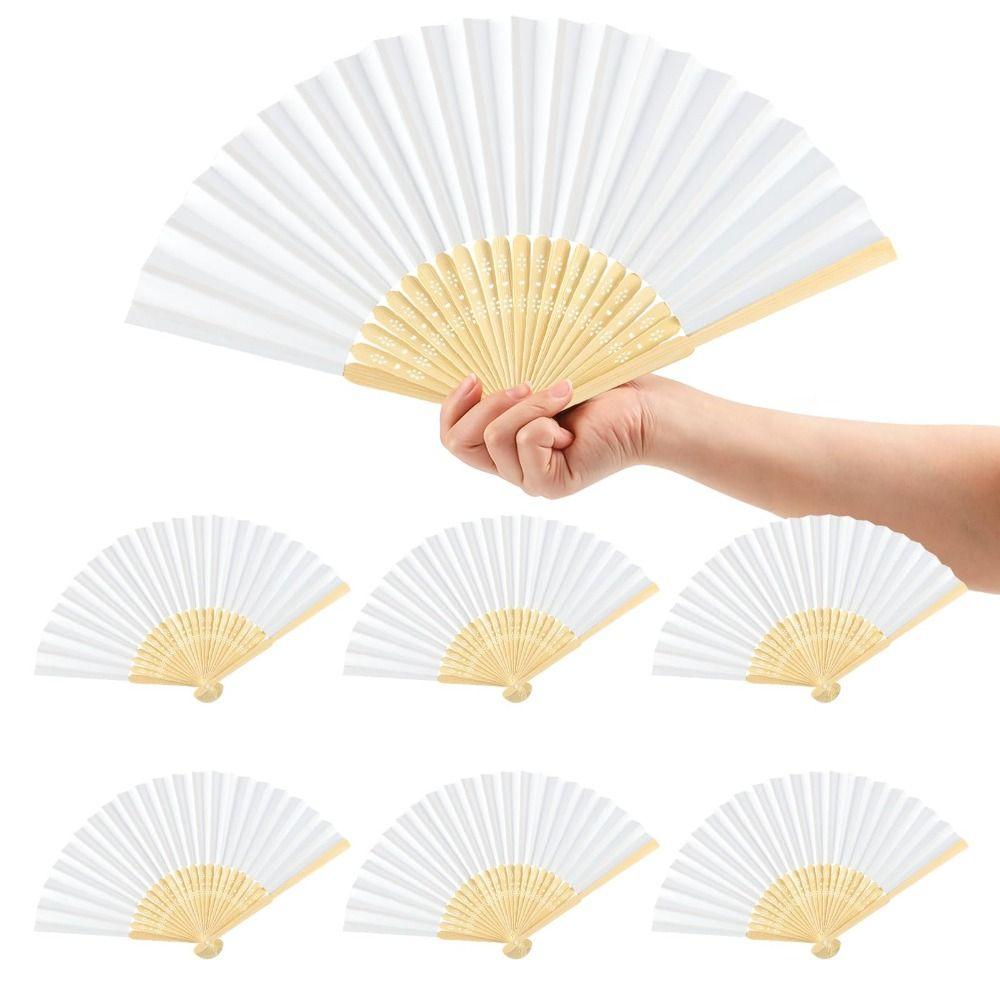 4 шт. 7/10/12 дюймов DIY Раскрашивание Веер Белый Пустой Складной Веер Подарки Веер для Тай-чи Свадебная Вечеринка