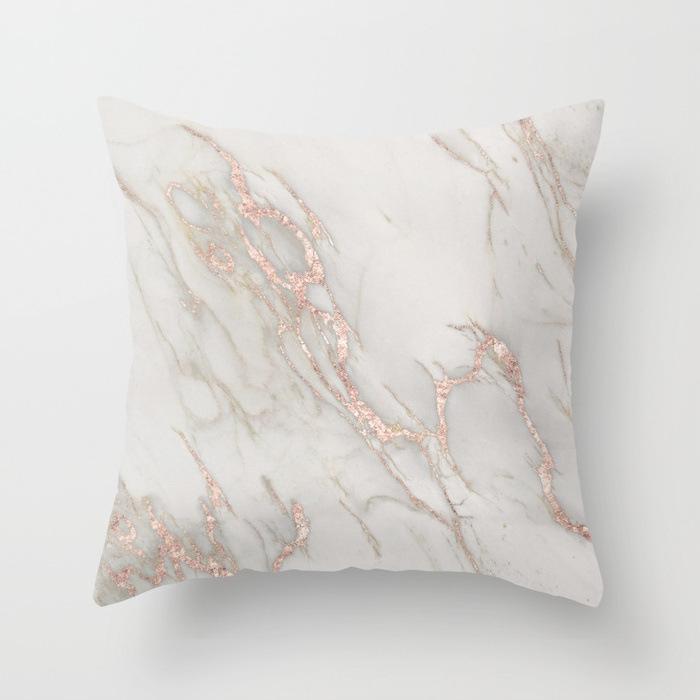 New Sofa Pillowcase, Marble Pattern Peach Leather Velvet Material Pillowcase, Soft