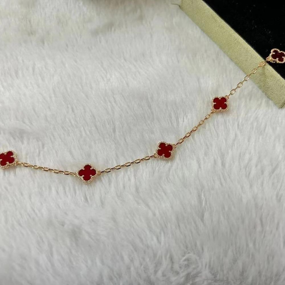 Высококлассный браслет «Четырехлистный клевер», мини-браслет «Шестицветик», браслет из красного халцедона и черного агата, женский браслет