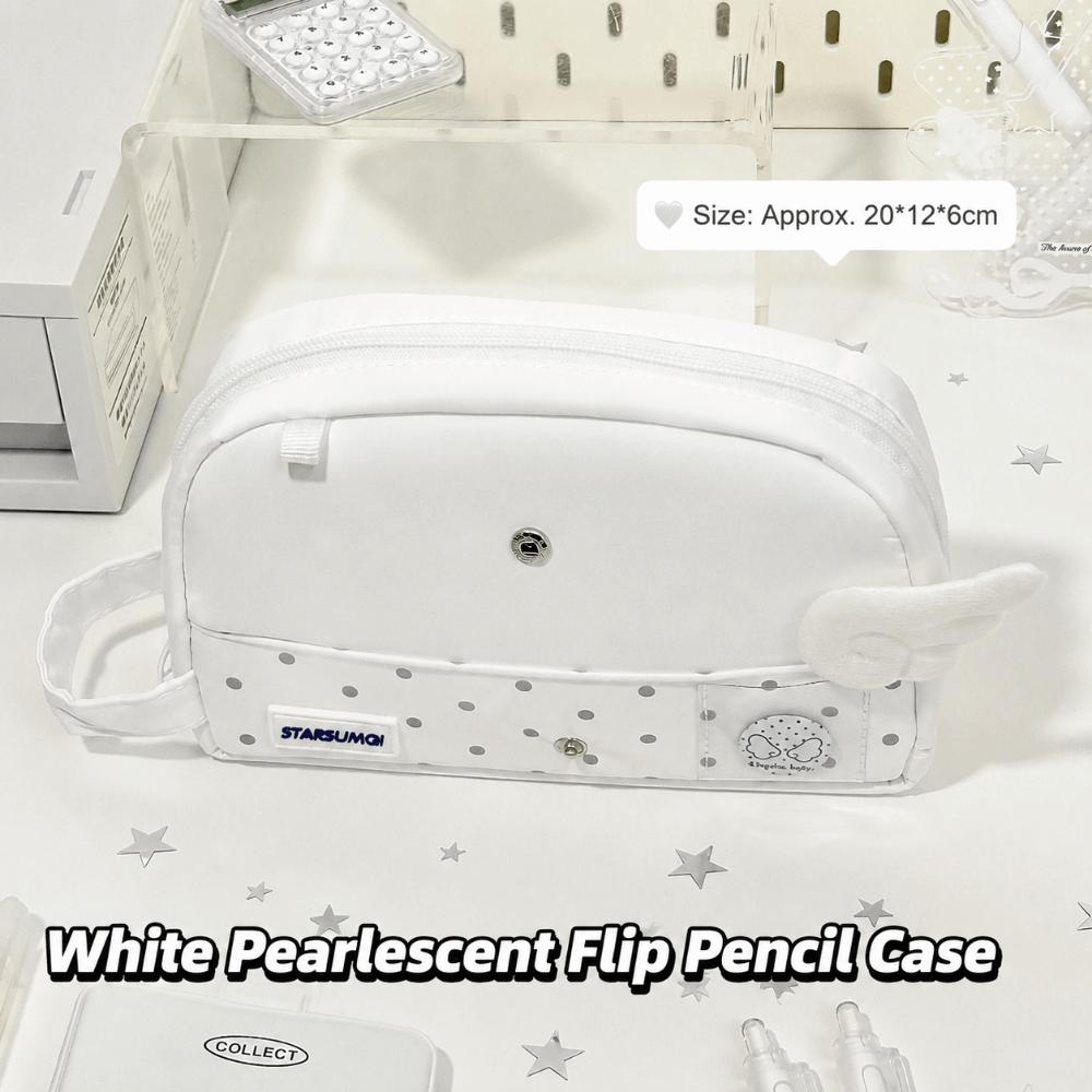 Cream White Pen Bag Large Capacity Stationery Bag Ins Stationery Pouch  Students