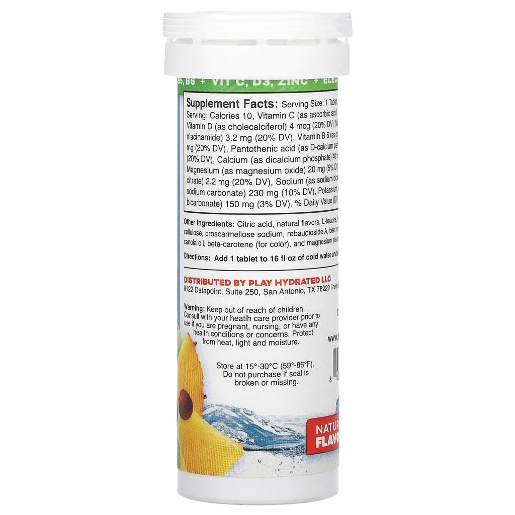 Play Hydrated Electrolytes, Fruit Punch Flavor, 10 Tablets