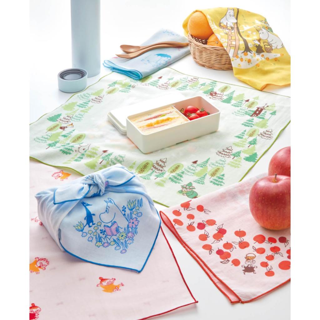 JIKAN STYLE Moomin Nordic Lunch 48 X 48 Cm To 12 X 12 05934 Goods, Gift, Cloth/Bento Wrap, 100% Cotton, Fruit, Yellow, Approx. (Folds Approx. Cm),