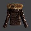 Women Faux PU Leather Winter Jackets Winter Artificial Fur Collar Coat