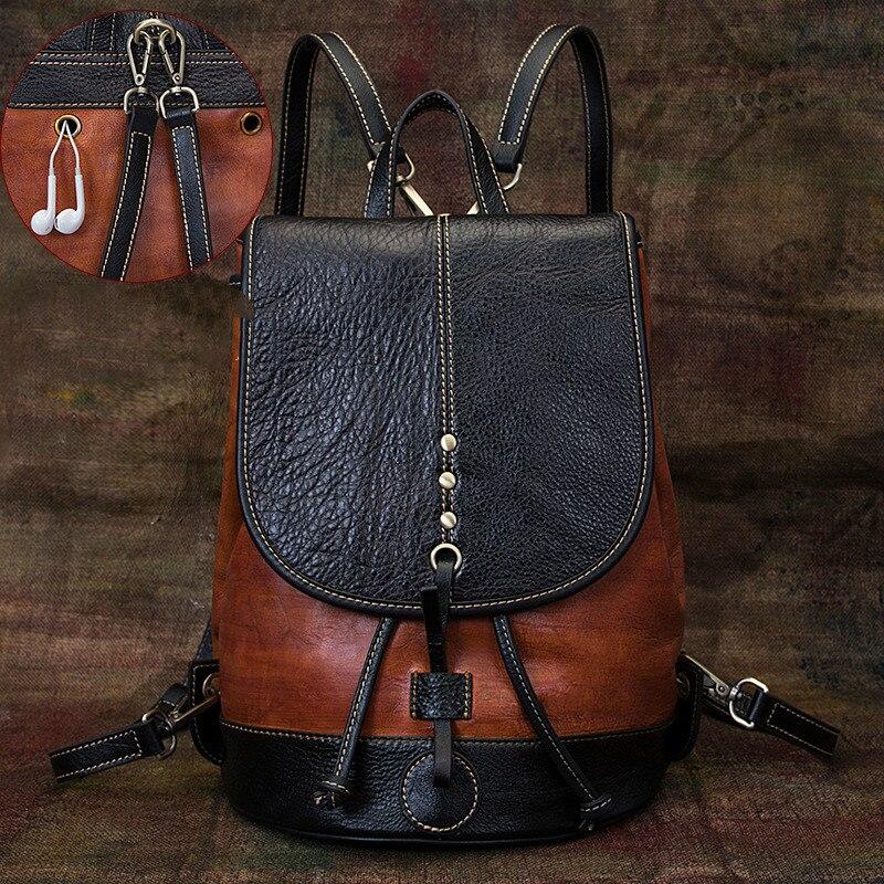 Johnature Рюкзак из натуральной кожи в стиле ретро, ​​женская дорожная сумка, большая вместимость, первый слой, женский рюкзак из воловьей кожи, студенческие сумки