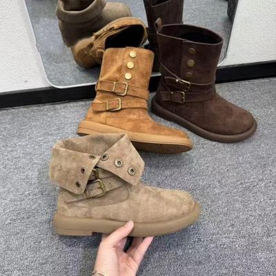 2025 новые популярные осенне-зимние ботинки Мартин женские универсальные ботинки средней высоты в британском стиле на толстой подошве с увеличением роста модные рыцарские ботинки женские