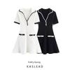 Kaslead New Women Clothes Western Style Fashion Metal Button Rib Dress 4770154 064