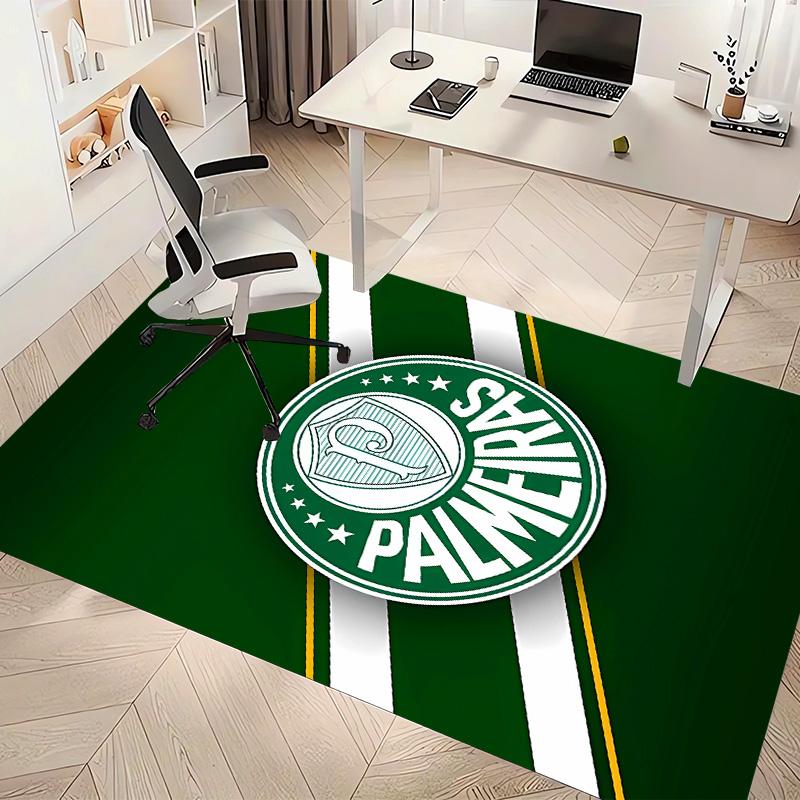Коврик с принтом логотипа SE Palmeiras - Мягкий, Моющийся, Нескользящий Коврик для Помещений под Офисные Стулья, Гостиную, Домашний Офис, Декоративный Ковер