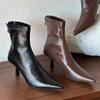 Острый носок женские ботильоны сексуальные высокие каблуки кожаные туфли 2025 тренд мода дизайнерские туфли-лодочки для вечеринок зимние челси Botas Mujer