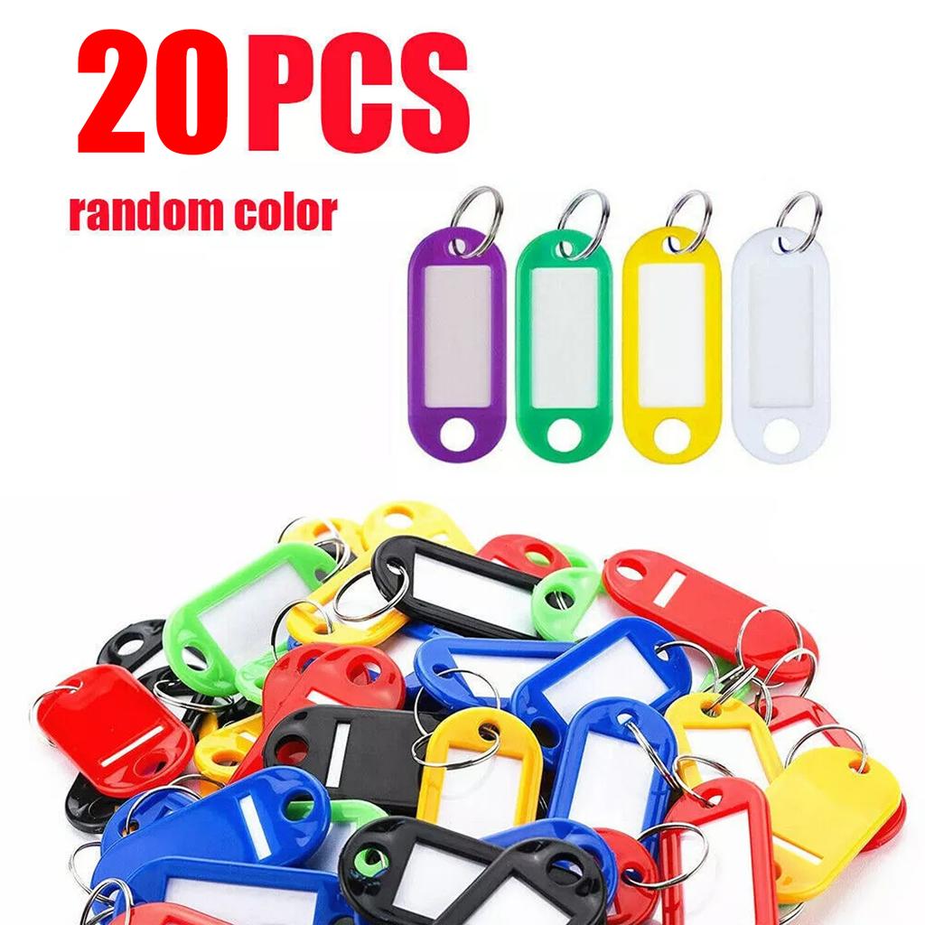 5-200pcs Plastic Key Tags With Split Keychain Ring Label Window For Diy Key Chain Kit Numbered Name Luggage Tags Accessories