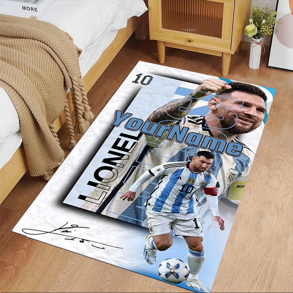 Messi Customize Your Name Carpet Suitable for Hallway Game Room Outdoor Living Rooms Antislip Carpet Decorate Offices Perfect Gift for Friends & Famil