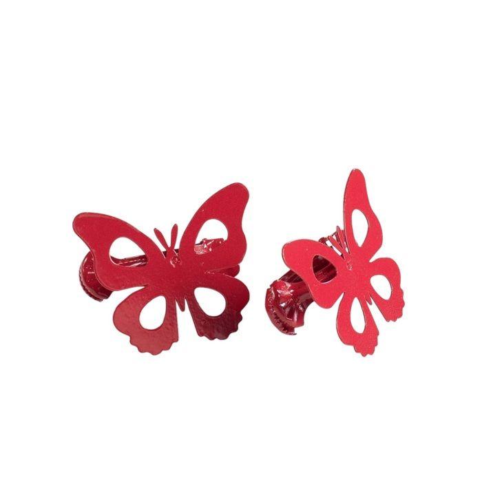 Embrasses pour rideaux - EDEN - Papillon - Lot de 2 - 7 cm - Rouge
