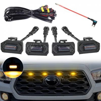 4 шт. Дневные ходовые огни LED в решетку в стиле Raptor, дымчато-янтарные, для Toyota Tacoma TRD 20-23