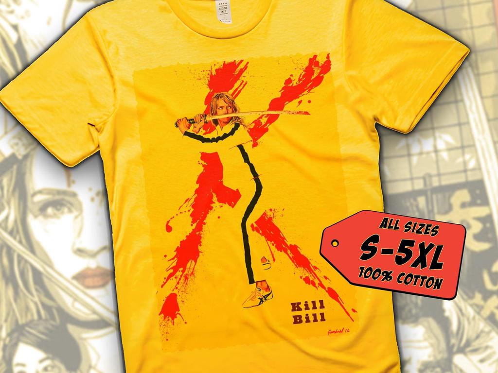 Футболка Kill Bill V8 Винтажная ЖЕЛТАЯ футболка Цифровая печать DTG Размеры S M L XL 2XL 3XL 4XL 5XL