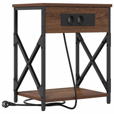 Nightstand Brown Oak Effect 41 X 31 X 51 Cm Engineered Wood