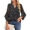 Lotus Leaf Three-quarter Sleeve Blouse Solid Color Fashion Casual Loose V-neck Business Shirt Chiffon Women's Clothing