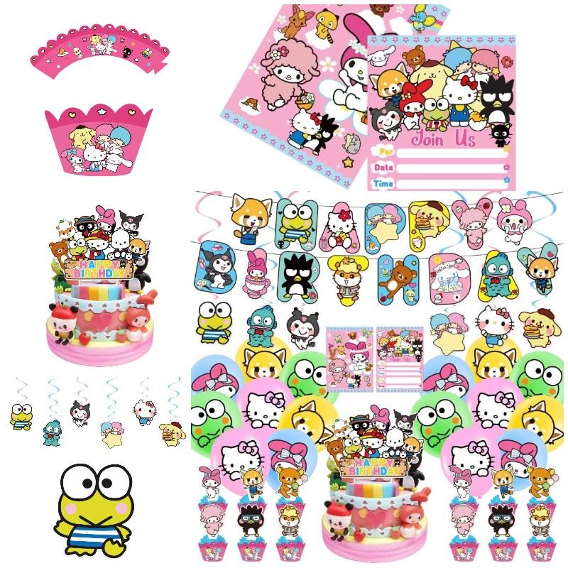 Набор декораций для вечеринки в честь дня рождения Мелоди Куроми Sanrio с шарами и топперами для торта. Прочный и веселый!