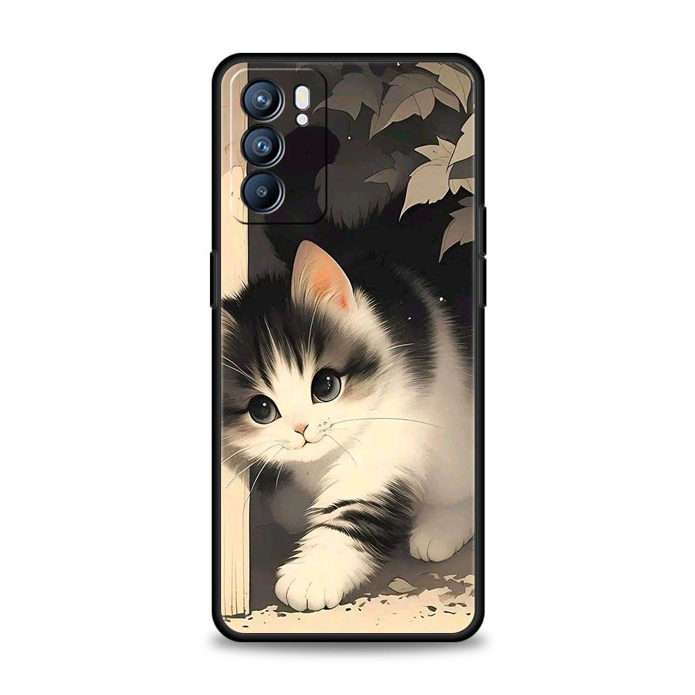 Чехол для телефона с ярким дизайном кошки для Oppo A17 A31 A54 A57 A78 A79 A98 Find X5 X6 Reno 6 7 8 10 11 12 13 F Pro 5G Мягкий ТПУ Чехол