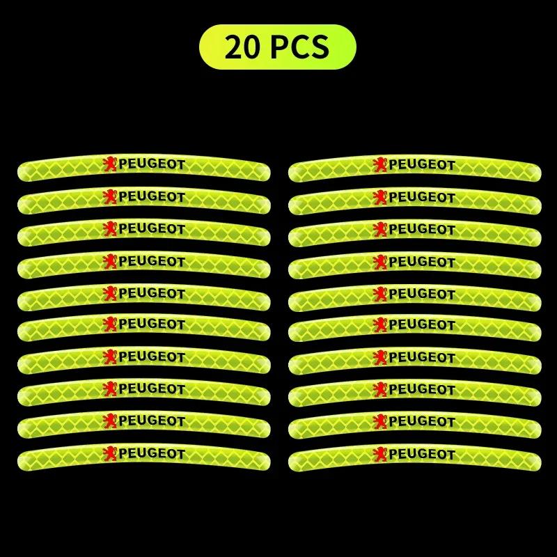 Car Sticker New Car Styling Wheel Hub Reflective Tire Rim Reflective Strips For Peugeot 206 208 306 307 308 407 408 508 2008 300