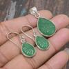 Зеленый оникс, драгоценный камень, твердый кулон ручной работы из стерлингового серебра 925 пробы + серьги, комплект ювелирных изделий
