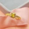 Кольцо для женщин с искусственным желтым кристаллом, инкрустированное стразами, регулируемое, для свадебной вечеринки, золотое кольцо на палец, модные ювелирные изделия, подарок