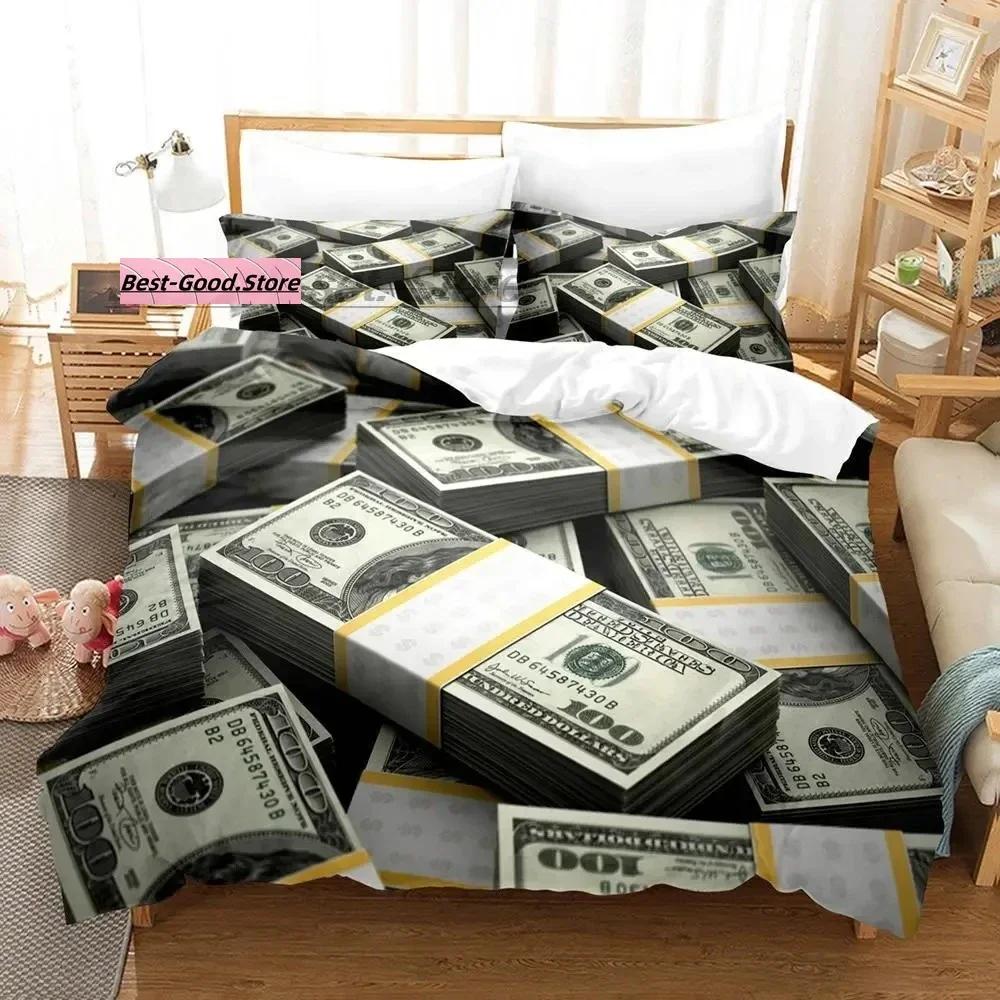 Постельное белье Dolar Single Twin Ful Quen King-Sized Размеры Размеры Комплект постельного белья Взрослый Детская спальня Комплекты пододеяльников 3D печать Деньги Комплект простыней