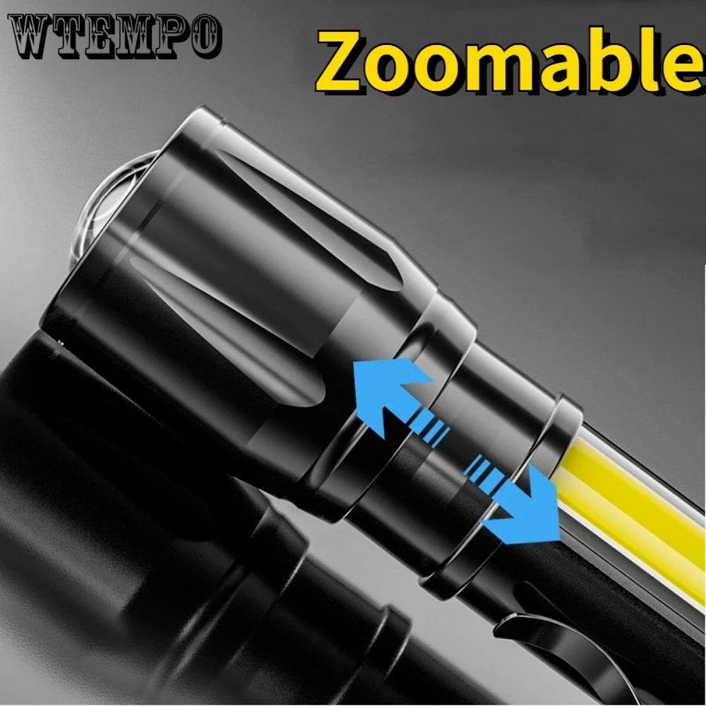 Мощный перезаряжаемый светодиодный фонарик с мини-зумом, уличный кемпинг, сильная лампа, водонепроницаемый тактический фонарик