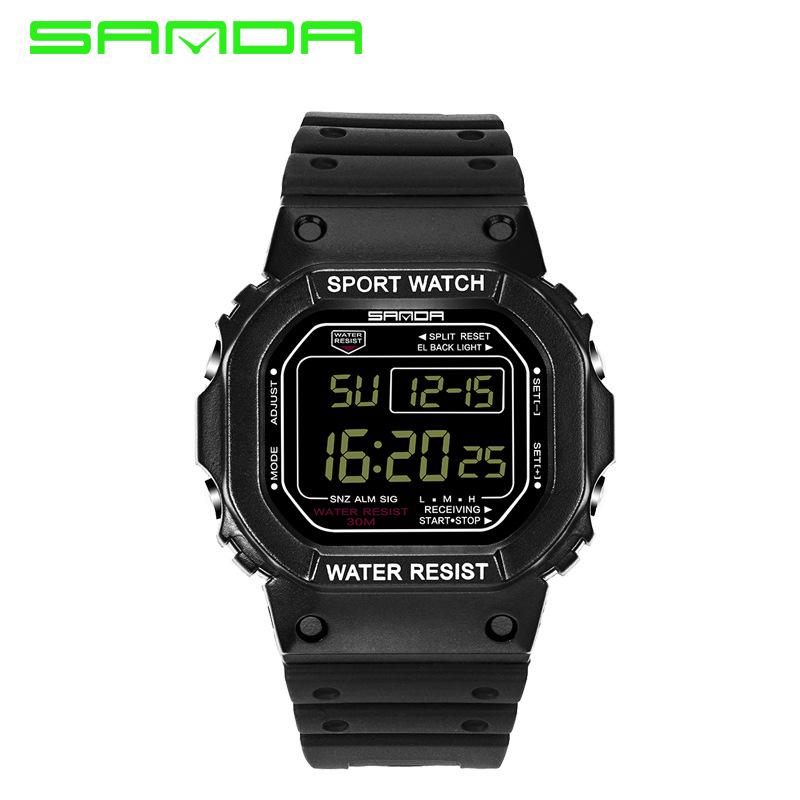 Sanda Multifunctional Waterproof Luminous Square Sport Watch - Fashionable Student Wristwatch