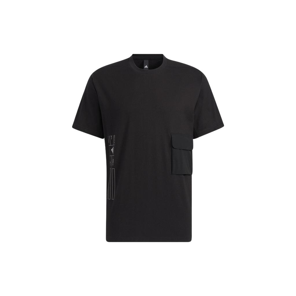 Adidas Спортивная футболка Pure Color с коротким рукавом, мужские топы, черная HE9945