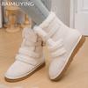 Меховые Балетки Женские Снежные Ботильоны Замшевые Короткий Плюш Дизайнерские Новые Хлопковые Туфли Тренд 2025 Теплые Уютные Повседневные Зимние Боты Женские