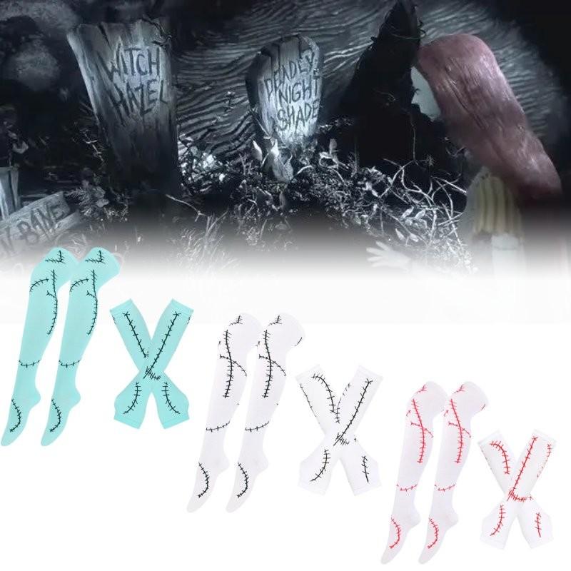 Модный комплект перчаток и носков Trendy Sally цвета морской волны с черной строчкой для косплея