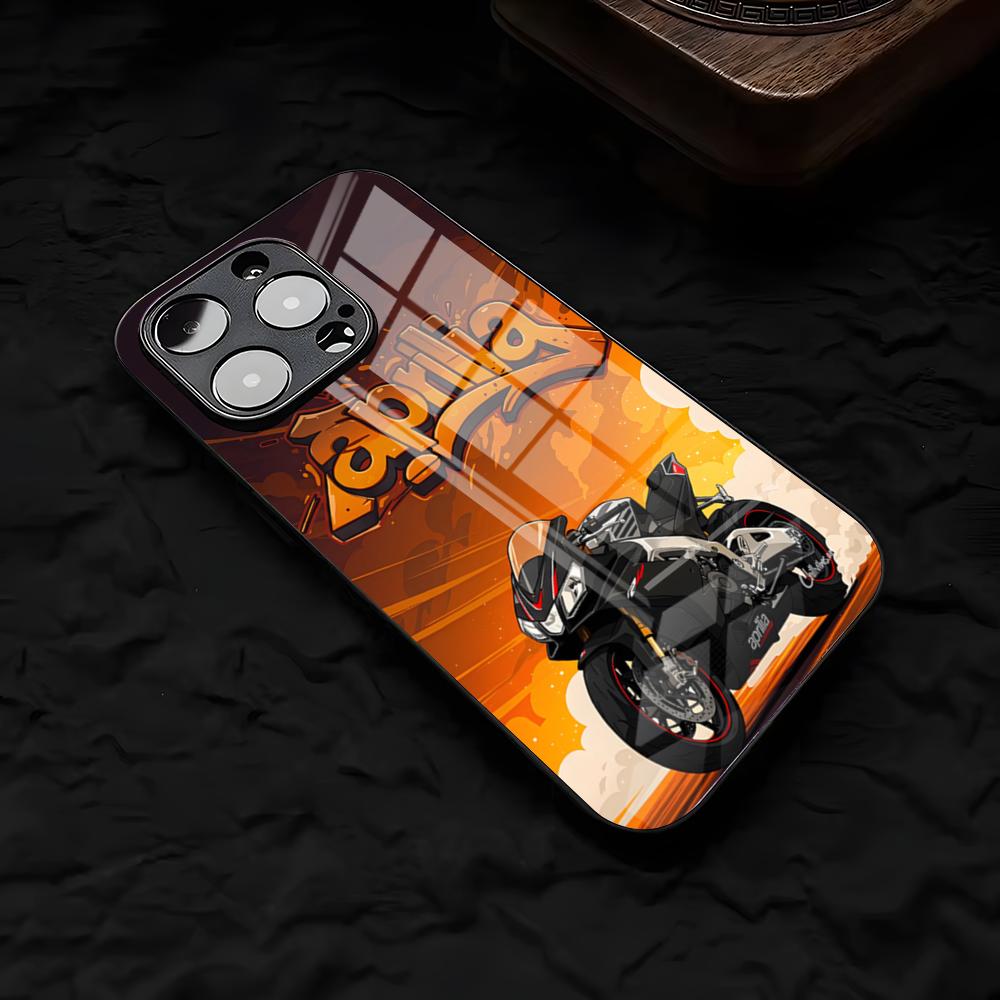 Крутой гоночный чехол A-Aprilias для IPhone 17 Air 16 E Pro Max 15 14 13 Mini 12 Pro 11 Max Plus Черная стеклянная крышка