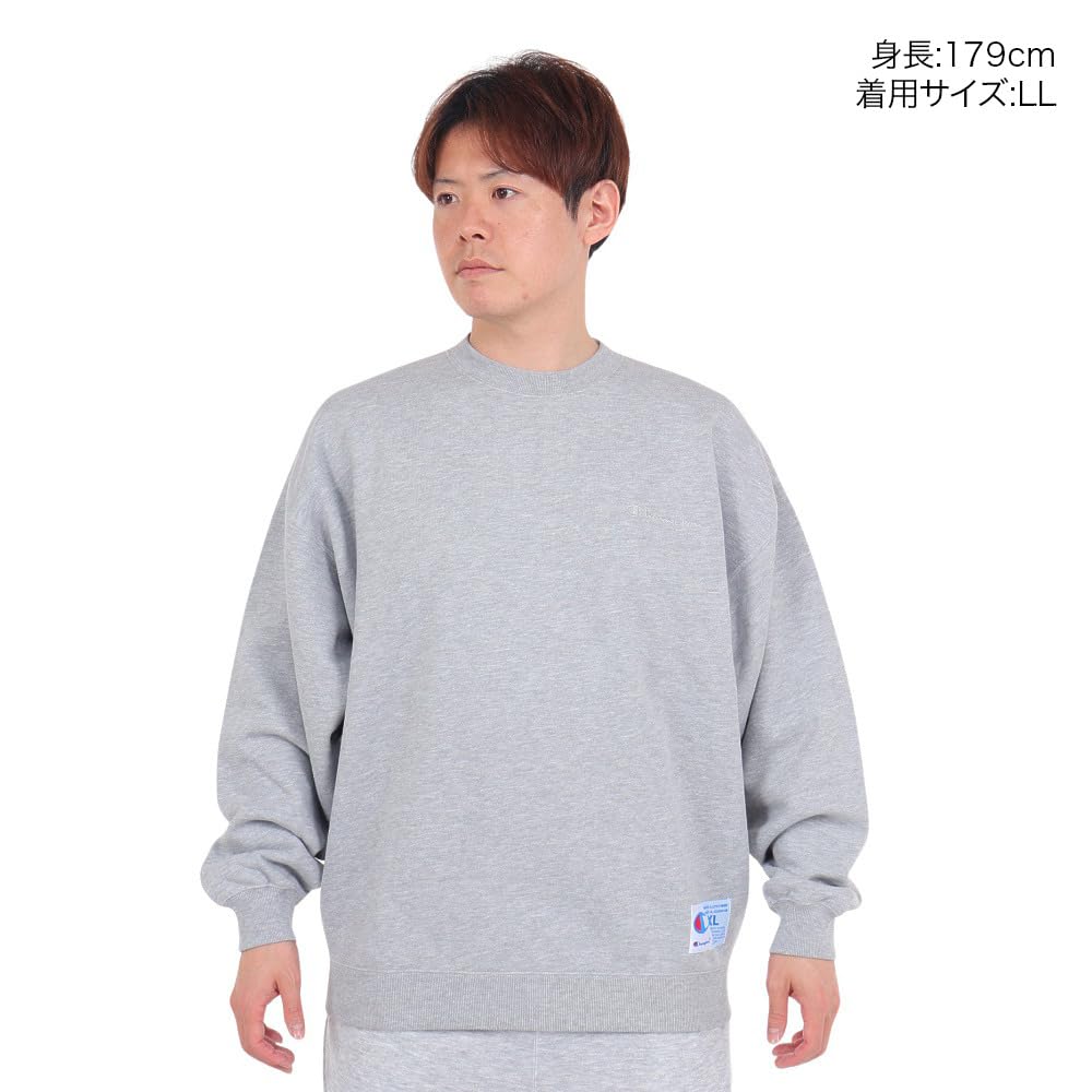 Толстовка с длинным рукавом из флиса, хлопок, США, свободный крой, большой размер, логотип One Point, круглый вырез, толстовка в стиле экшн, Оксфорд, серый, размер S [Champion] C3-X005