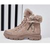 Winter Shoes Women Snow Boots Thick Sole Warm Plush Cold Winter Shoes Genuine Leather Suede Women Ankle Boots A4112