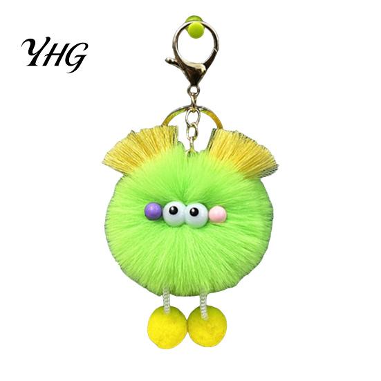 Girls Backpack Charms Cartoon Plush Ball Keychain, Fluffy Pompom Keychain with Metal Clasp, Backpacks Handbags Keys Decorative Pendant for Men Women